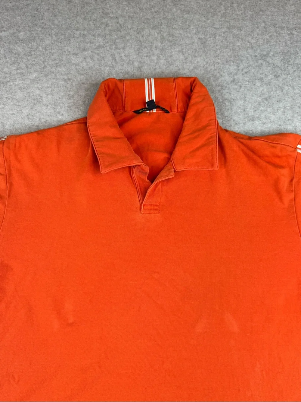 Banana Republic Orange Polo with Shoulder Stripe Detail